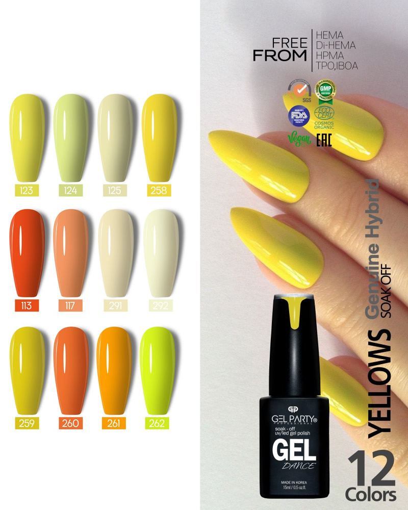 GelParty Yellow Gel Polish Collection | HEMA-Free, TPO-Free UV LED Gel Nail Polish